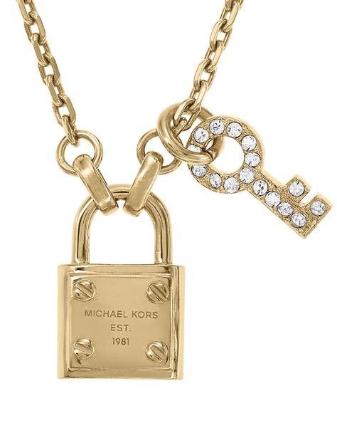 michael kors lock necklace gold|michael kors necklace set.